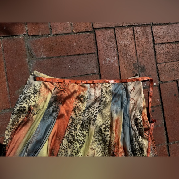 Y2K Vintage Newport News Boho Baroque Print Silky Midi Skirt Size 16W - Picture 5 of 7